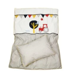 Babybettwäsche "TRAKTOR & SPATZ" In Grau/Gelb - (L) 135 X (B) 100cm