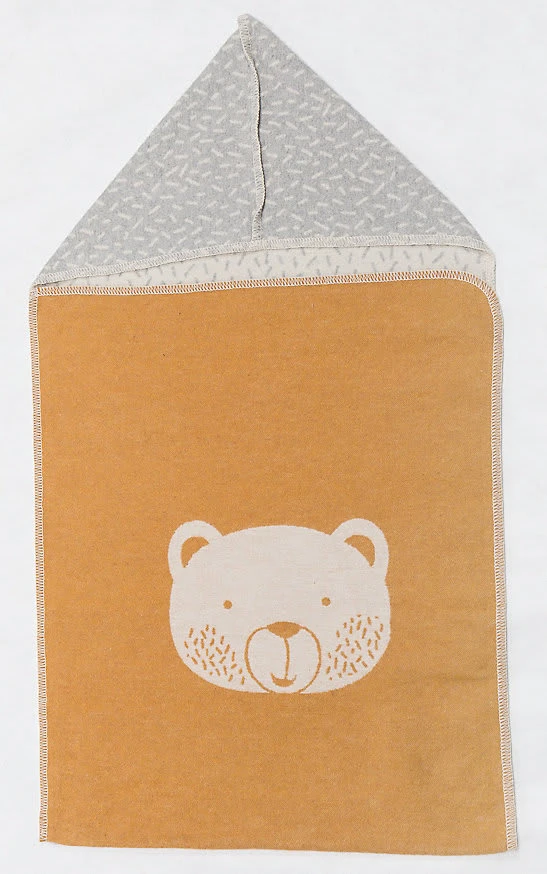 Puckdecke Mit Kapuze "Bär", Goldgelb, 45 X 76 Cm 3 Puckdecke Mit Kapuze "Bär", Goldgelb, 45 X 76 Cm