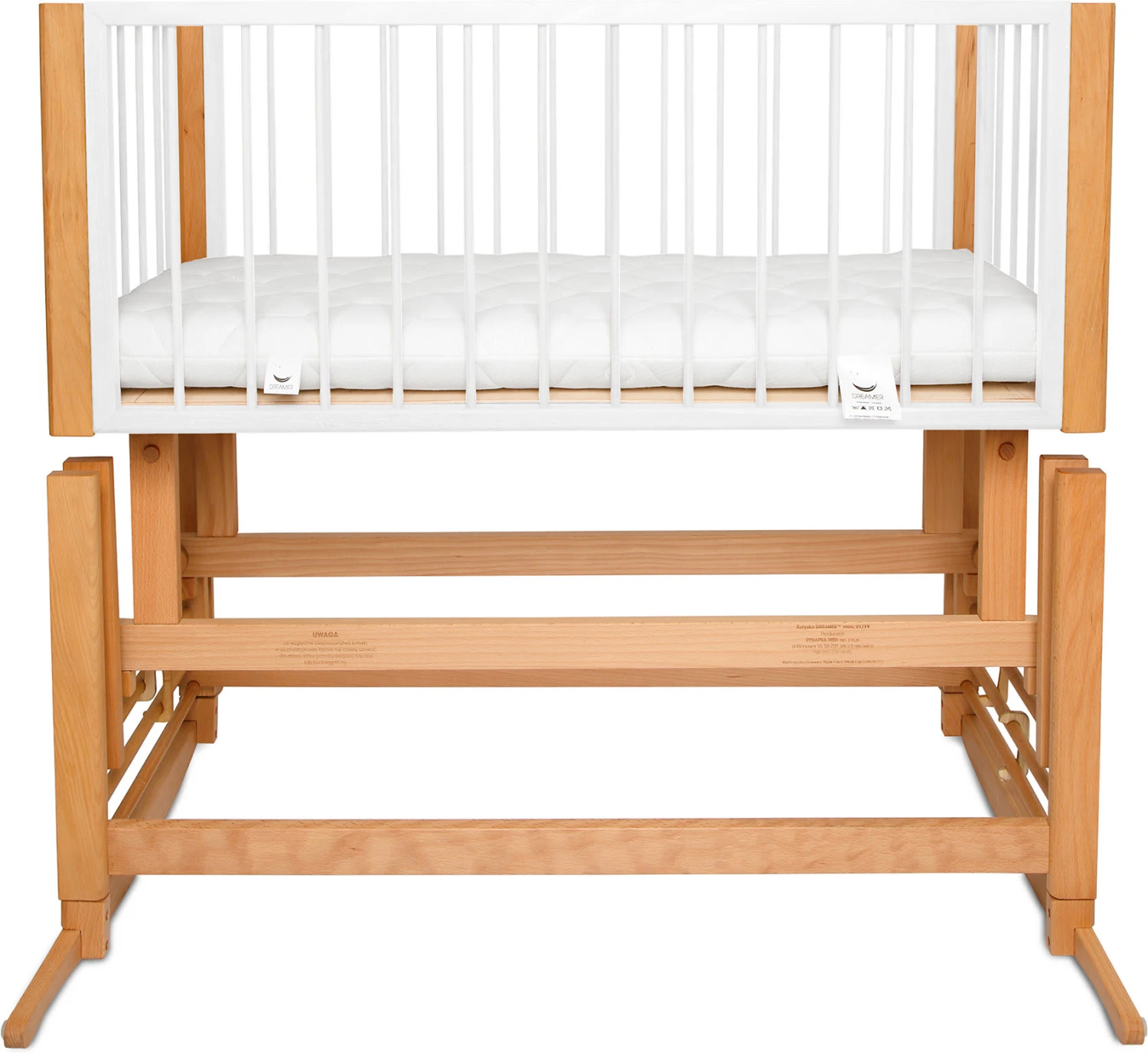 Moderne Dreamer Premium Babywiege Aus Holz, Weiß/buche 3 Moderne Dreamer Premium Babywiege Aus Holz, Weiß/buche
