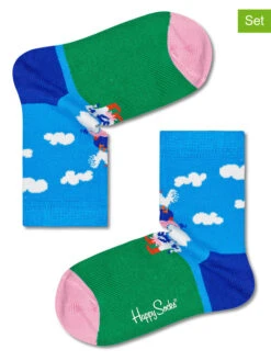 Happy Socks 2er-Set: Socken "Farm Animals" In Blau/ Grün