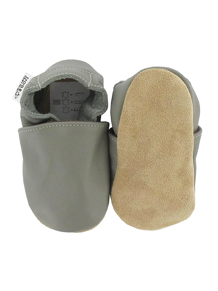 Leder-Krabbelschuhe In Grau 4 Leder-Krabbelschuhe In Grau – Bild 2