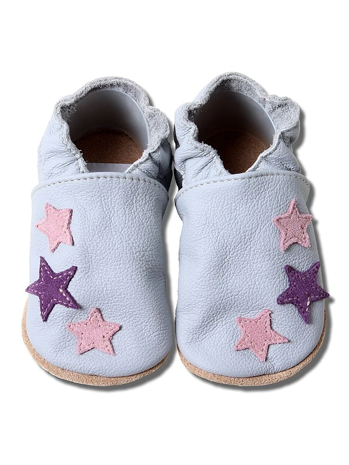 Leder-Krabbelschuhe In Hellgrau 4 Leder-Krabbelschuhe In Hellgrau – Bild 2