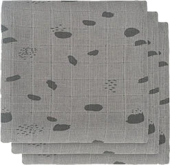 Jollein Mullwindeln Klein, 70 X 70 Cm, Spot Storm Grey 3er Set