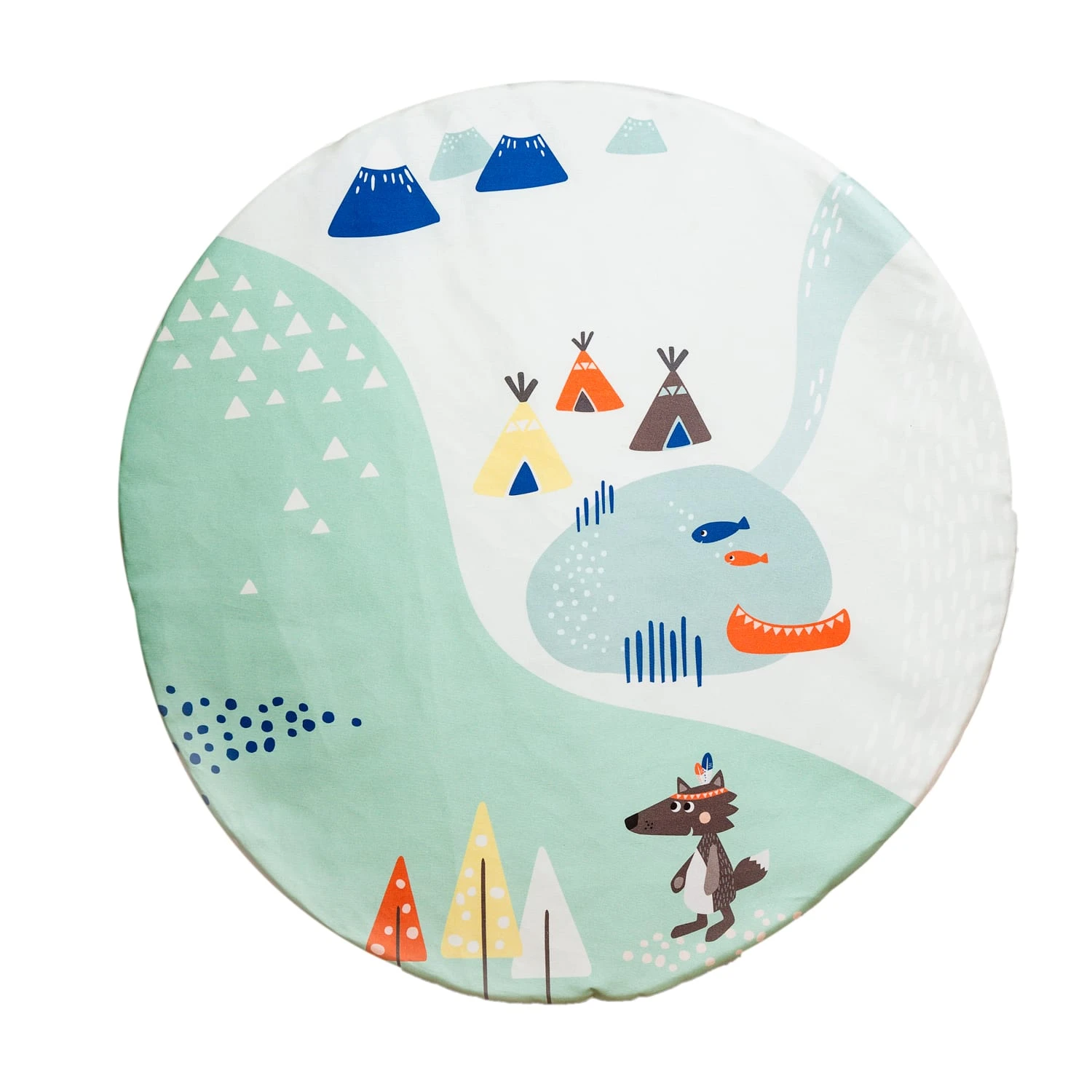 Spielmatte "Kleiner Wolf" In Mint - Rund - (Ø) 100 Cm 3 Spielmatte "Kleiner Wolf" In Mint - Rund - (Ø) 100 Cm