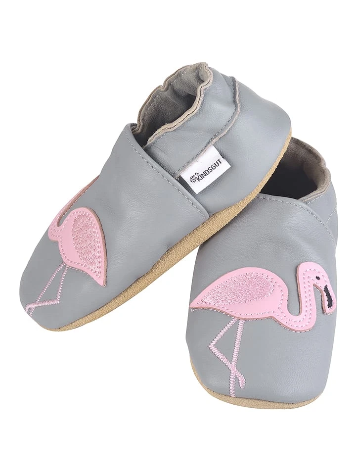 Leder-Krabbelschuhe "Flamingo" In Grau 5 Leder-Krabbelschuhe "Flamingo" In Grau – Bild 3