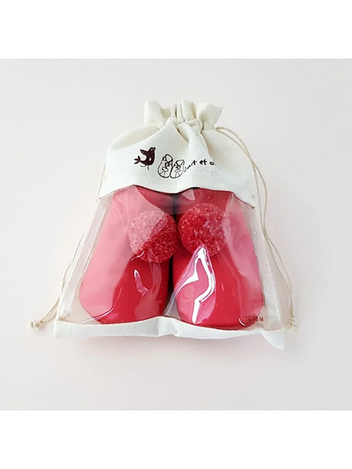 Leder-Krabbelschuhe "Pompons" In Fuchsia 7 Leder-Krabbelschuhe "Pompons" In Fuchsia – Bild 5