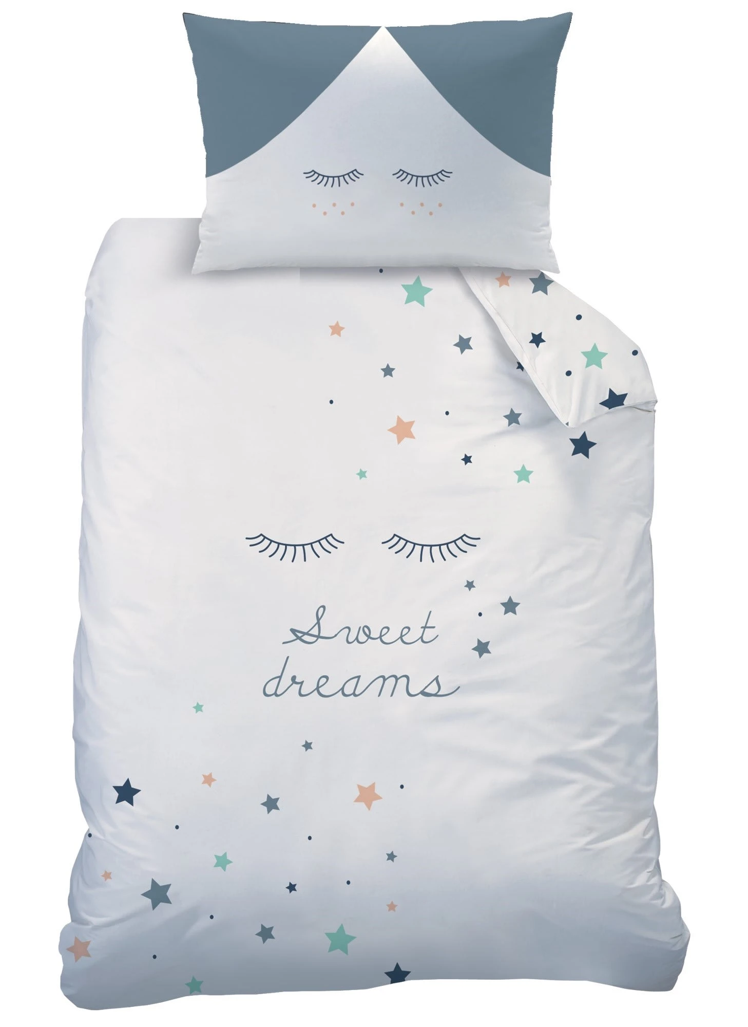 Baby Bettwäsche-Set Biber "Sterne Sweet Dreams" In Weiß / Grau 3 Baby Bettwäsche-Set Biber "Sterne Sweet Dreams" In Weiß / Grau