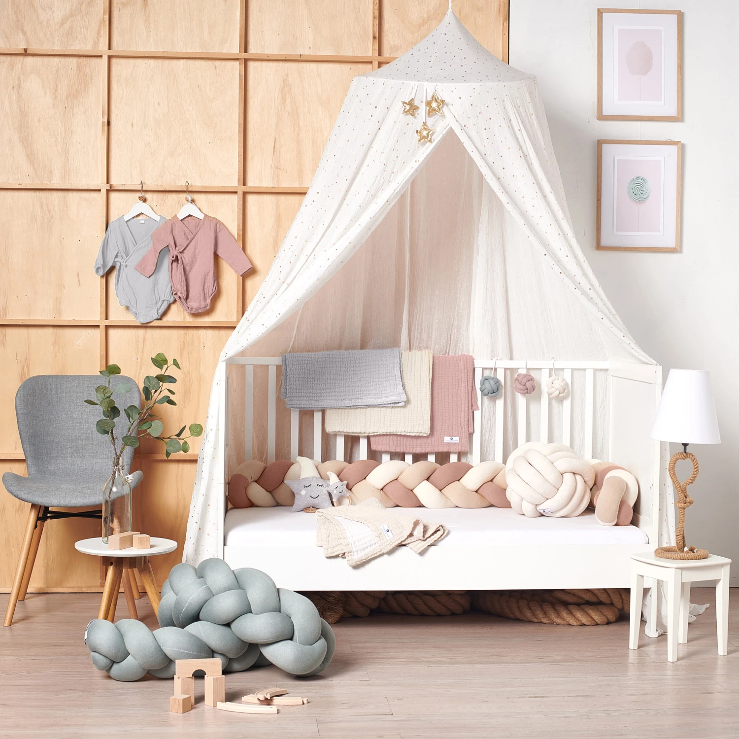 Baby Gym Knoten Rosa | Grau | Natur - 3er Set 6 Baby Gym Knoten Rosa | Grau | Natur - 3er Set – Bild 4