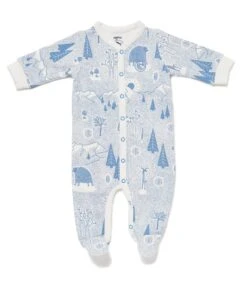 Baby Overall" FOREST JUMP" Mit Winterwald-Print In Himmelblau