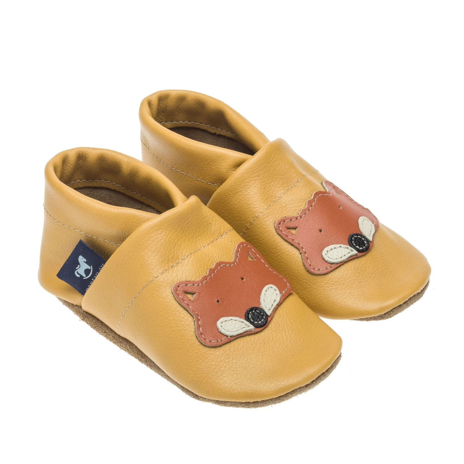 Krabbelschuhe / Lederpuschen Mit Fuchs In Gelb / Orange 3 Krabbelschuhe / Lederpuschen Mit Fuchs In Gelb / Orange