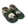 Krabbelschuhe / Lederpuschen Mit Traktor In Grün / Silber