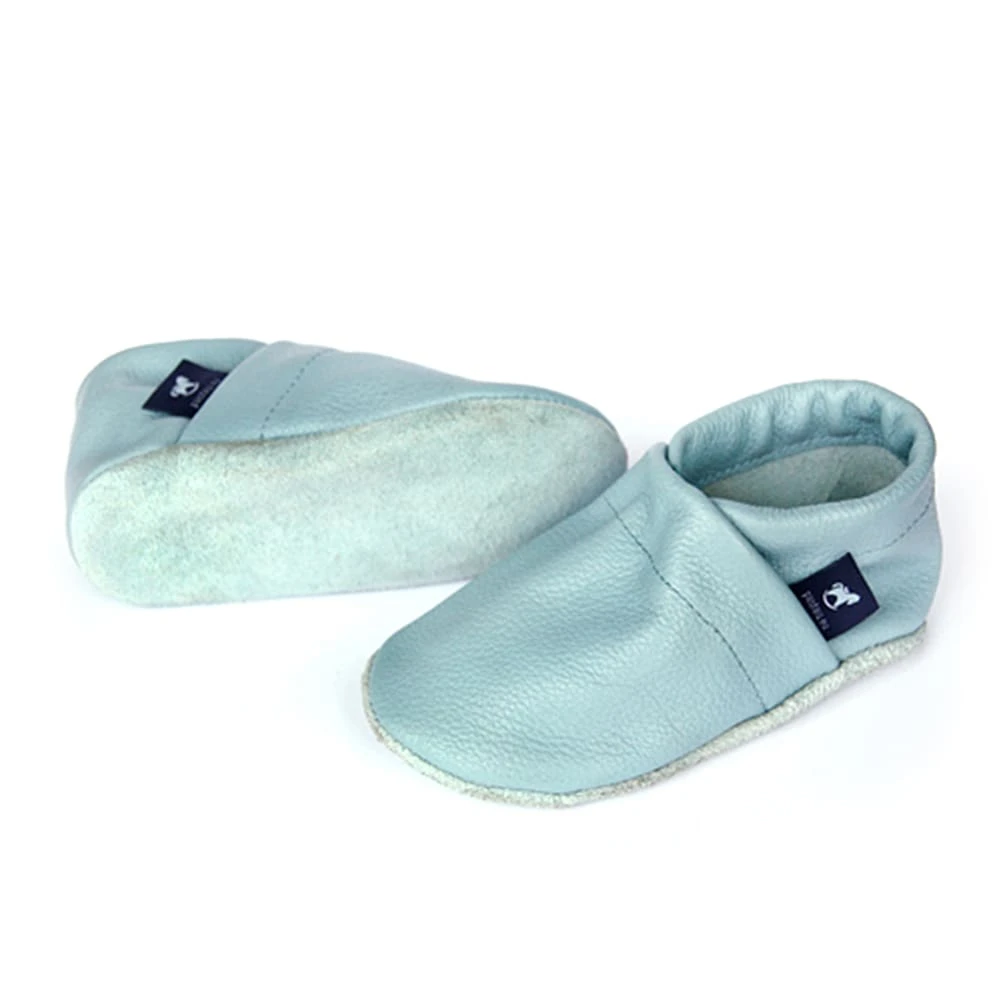 Krabbelschuhe / Lederpuschen Uni Hellblau 4 Krabbelschuhe / Lederpuschen Uni Hellblau – Bild 2