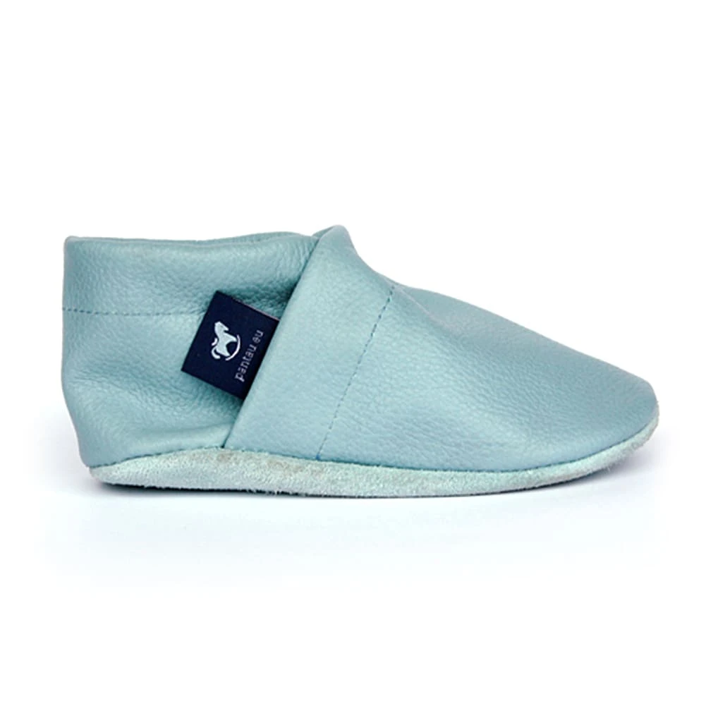 Krabbelschuhe / Lederpuschen Uni Hellblau 6 Krabbelschuhe / Lederpuschen Uni Hellblau – Bild 4