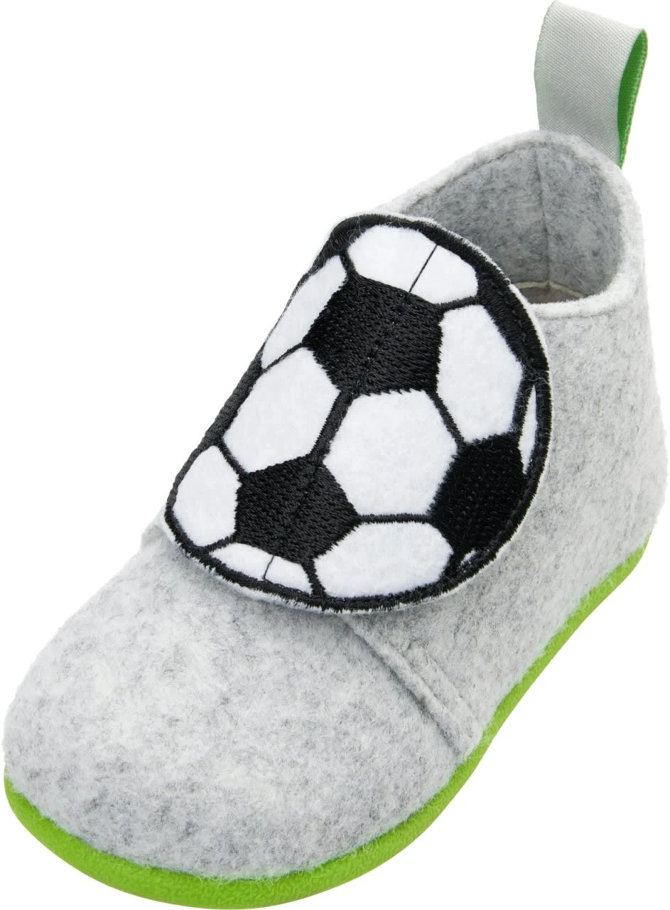 Playshoes Filz-Hausschuh Fußball In Grau 3 Playshoes Filz-Hausschuh Fußball In Grau
