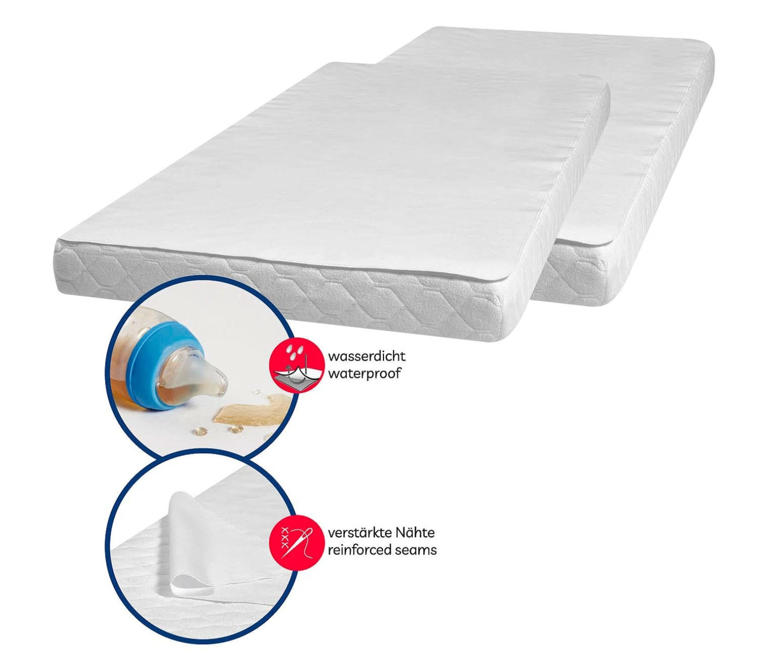 Playshoes Molton-Betteinlage 70x100 Cm 2er Pack In Weiß 4 Playshoes Molton-Betteinlage 70x100 Cm 2er Pack In Weiß – Bild 2