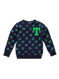 Sweatshirt In Dunkelblau/ Bunt