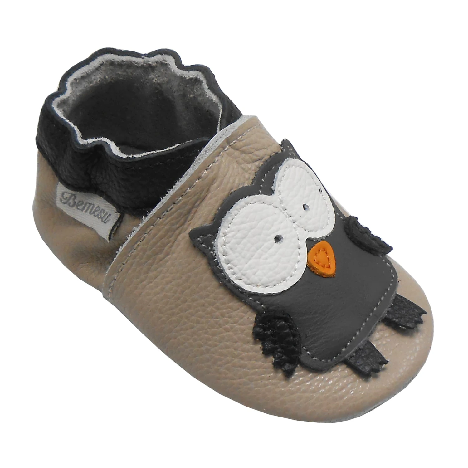 Baby Krabbelschuhe In Eule Beige 4 Baby Krabbelschuhe In Eule Beige – Bild 2