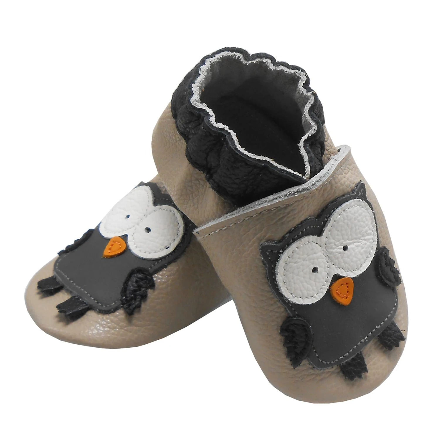 Baby Krabbelschuhe In Eule Beige 5 Baby Krabbelschuhe In Eule Beige – Bild 3