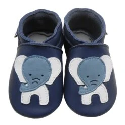 Leder-Krabbelschuhe "Elefant" In Blau